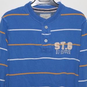 St. George By Duffer Blue Striped Henley T-shirt